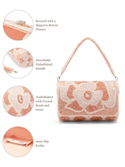 Blush & Bead Floral Crystal Beaded Velvet Clutch