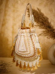 Dewdrop Fringe Embellished Velvet Potli