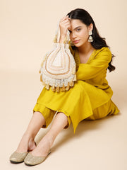 Dewdrop Fringe Embellished Velvet Potli