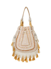 Dewdrop Fringe Embellished Velvet Potli