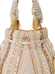 Dewdrop Fringe Embellished Velvet Potli