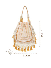 Dewdrop Fringe Embellished Velvet Potli