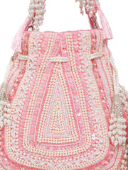 Dewdrop Fringe Embellished Velvet Potli