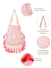 Dewdrop Fringe Embellished Velvet Potli