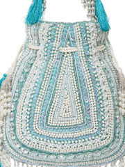 Dewdrop Fringe Embellished Velvet Potli