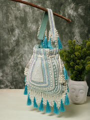 Dewdrop Fringe Embellished Velvet Potli