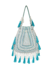 Dewdrop Fringe Embellished Velvet Potli