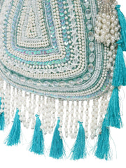 Dewdrop Fringe Embellished Velvet Potli