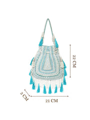 Dewdrop Fringe Embellished Velvet Potli