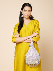 Dewdrop Fringe Embellished Velvet Potli