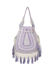 Dewdrop Fringe Embellished Velvet Potli