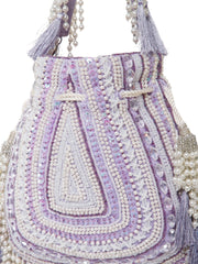 Dewdrop Fringe Embellished Velvet Potli