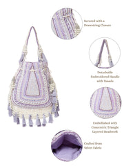 Dewdrop Fringe Embellished Velvet Potli