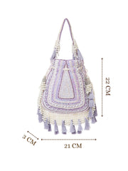 Dewdrop Fringe Embellished Velvet Potli