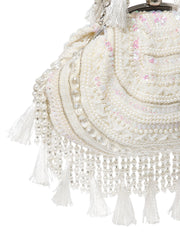 Dewdrop Fringe Embellished Velvet Clutch