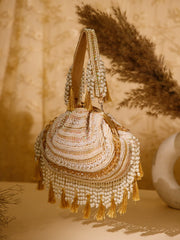 Dewdrop Fringe Embellished Velvet Clutch