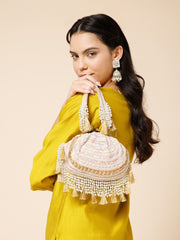 Dewdrop Fringe Embellished Velvet Clutch