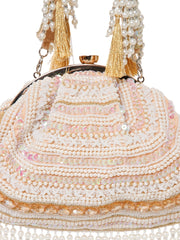 Dewdrop Fringe Embellished Velvet Clutch