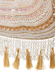 Dewdrop Fringe Embellished Velvet Clutch