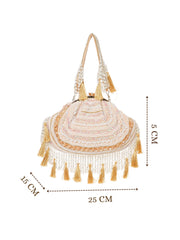 Dewdrop Fringe Embellished Velvet Clutch
