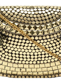 Mosaic Embellished Metal Halfmoon Clutch