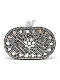 Mosaic Marble Mosaic Embellished Metal Box Clutch