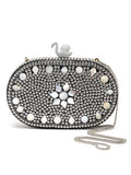 Mosaic Marble Mosaic Embellished Metal Box Clutch