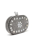 Mosaic Marble Mosaic Embellished Metal Box Clutch