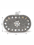 Mosaic Marble Mosaic Embellished Metal Box Clutch