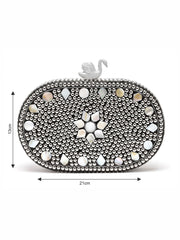 Mosaic Marble Mosaic Embellished Metal Box Clutch