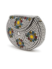 Mosaic Embellished Metal Clutch