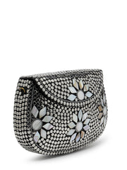 Mosaic Mosaic Embellished Metal Clutch