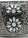 Anekaant Mosaic Silver Mosaic Embellished Metal Clutch