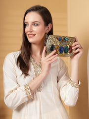 Mosaic Mosaic Embellished Metal Clutch