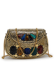 Mosaic Mosaic Embellished Metal Clutch