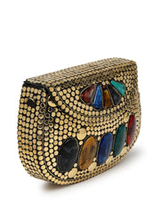 Mosaic Mosaic Embellished Metal Clutch