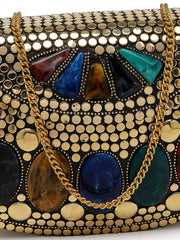 Mosaic Mosaic Embellished Metal Clutch