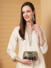 Mosaic Mosaic Embellished Metal Clutch