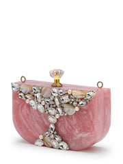 Marble Muse Resin Abstract Embellished Clutch