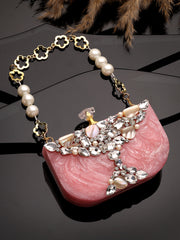 Marble Muse Resin Abstract Embellished Clutch