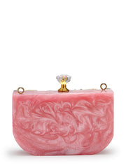 Marble Muse Resin Abstract Embellished Clutch