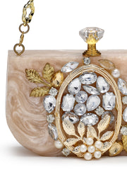 Marble Muse Resin Embellished Clutch