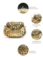 Metal Mirage Mosaic Embellished Clutch