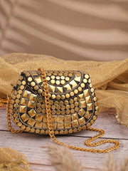 Metal Mirage Mosaic Embellished Clutch