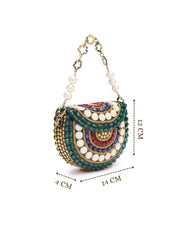 Metal Mirage Concentric Motif Embellished Clutch