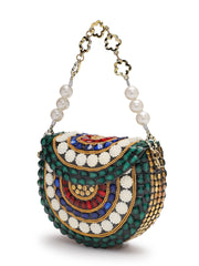 Metal Mirage Concentric Motif Embellished Clutch