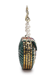Metal Mirage Concentric Motif Embellished Clutch