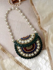 Metal Mirage Concentric Motif Embellished Clutch