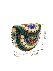 Metal Mirage Concentric Motif Embellished Clutch
