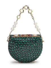 Metal Mirage Concentric Motif Embellished Clutch